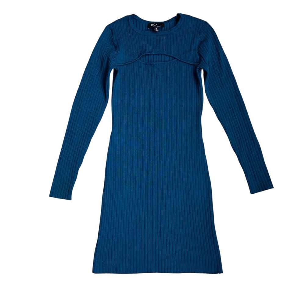 Ribbed Cutout Long Sleeve Dress S (XS)